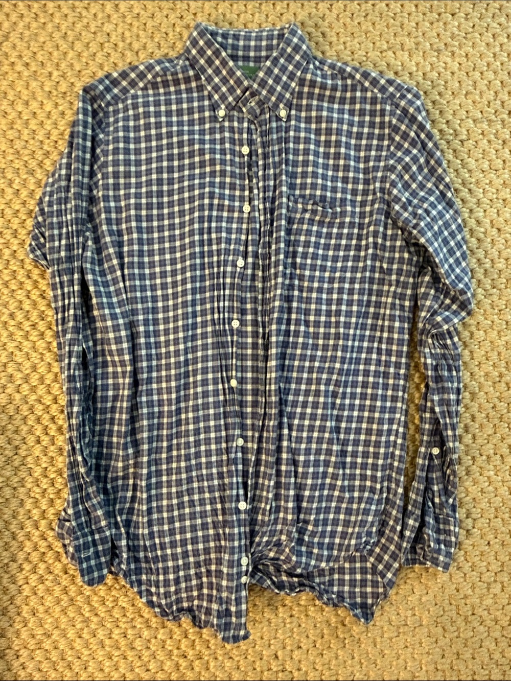 Sid Mashburn Lightweight Classic Blue Plaid Button-Down Shirt for Men